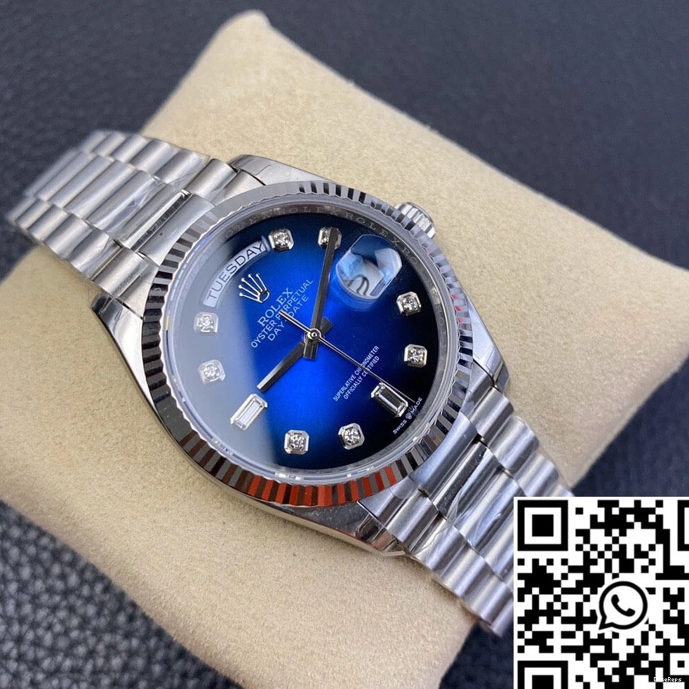 Factory Gradient EW Day-Date Diamond Blue Dial M128239-0023 Rolex 0329